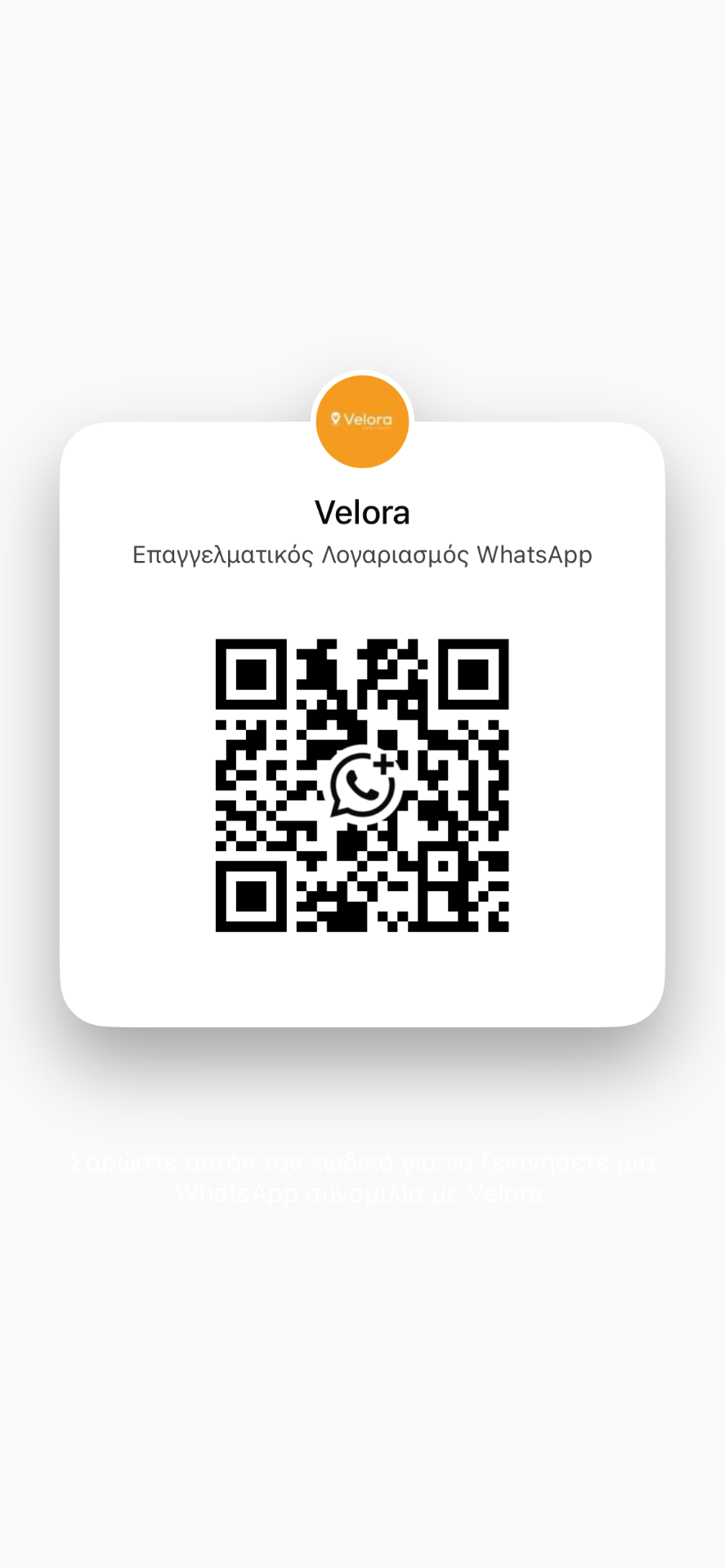 Scan to chat with Velora on WhatsApp